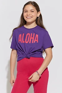 Hello Franki Aloha Purple Graphic Tee for girls