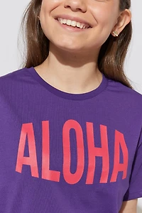 Hello Franki Aloha Purple Graphic Tee for girls