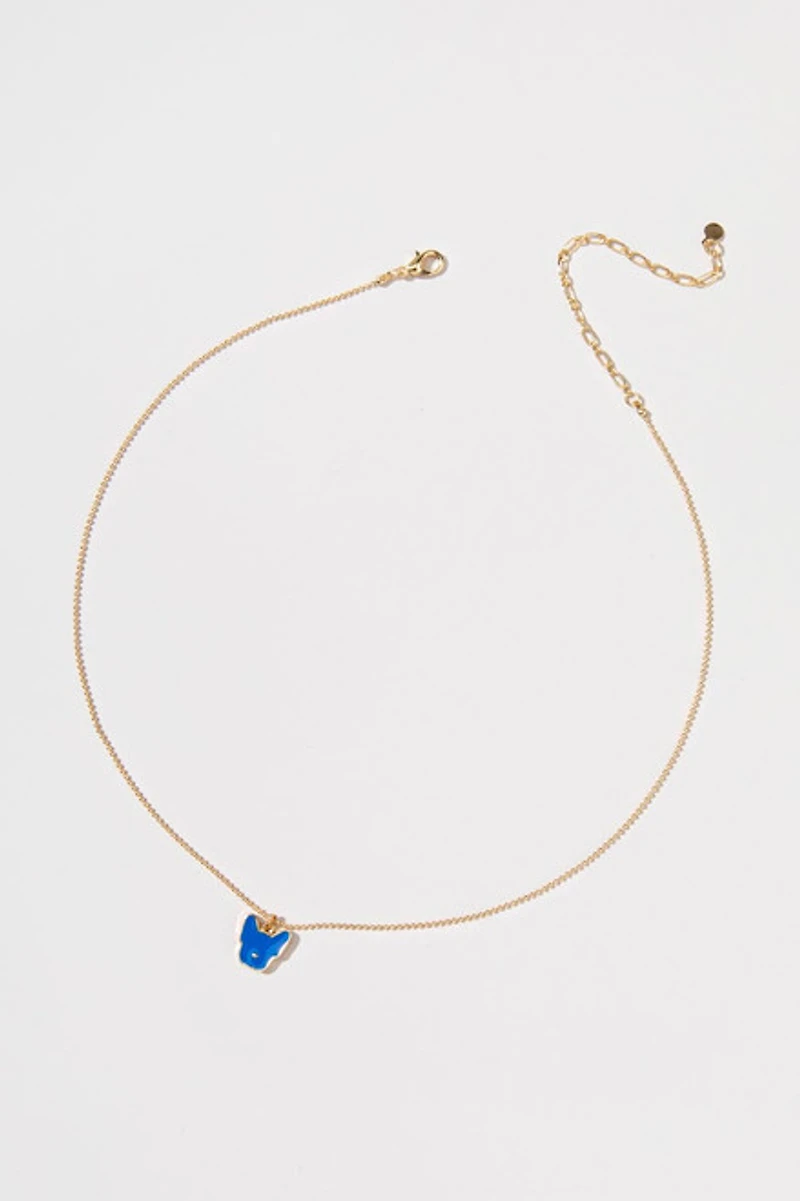 Hello Franki Dark Teal Frenchie Pendant Necklace for girls