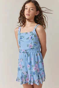 Hello Franki Sleeveless Floral Godet Romper for girls