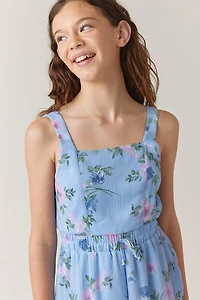 Hello Franki Sleeveless Floral Godet Romper for girls