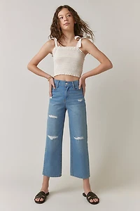 Hello Franki Tie Strap Smocked Crop Top for girls