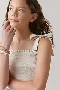 Hello Franki Tie Strap Smocked Crop Top for girls