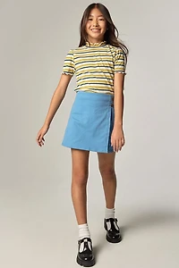 Hello Franki Stripe Lettuce Edge Yellow Tee for girls