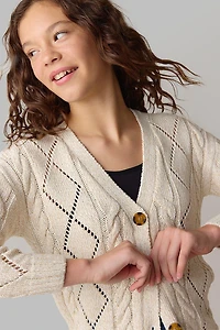 Hello Franki Pointelle Boyfriend Cardigan for girls