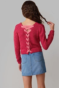 Hello Franki Lace Up Sweater for girls
