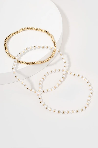 Reese Pearl Metal Bead Bracelet Sets