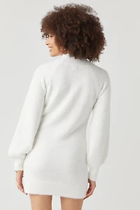 Rosemary Mock Neck Fuzzy Sweater Dress