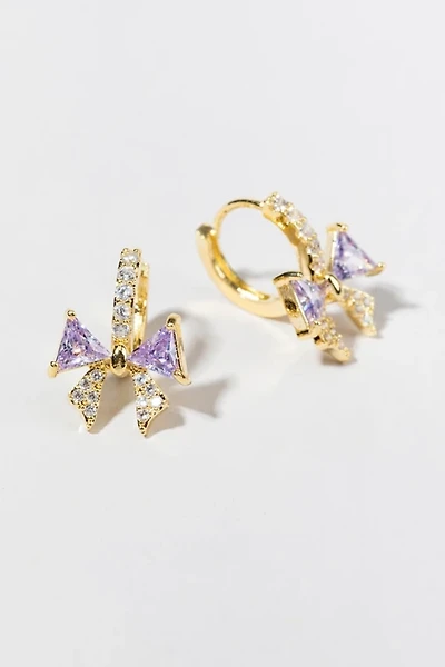 Allissa Crystal Bow Huggie On Charm Earrings