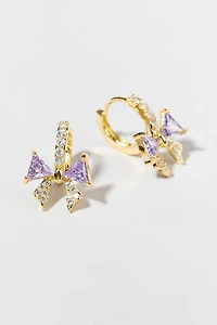 Allissa Crystal Bow Huggie On Charm Earrings