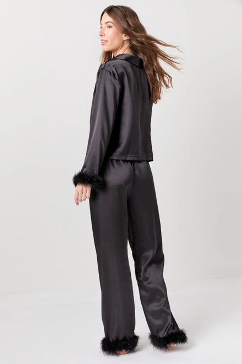 Amber Fur Lined Satin PJ Set