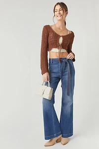 Marla Keyhole Crochet Cropped Cardigan