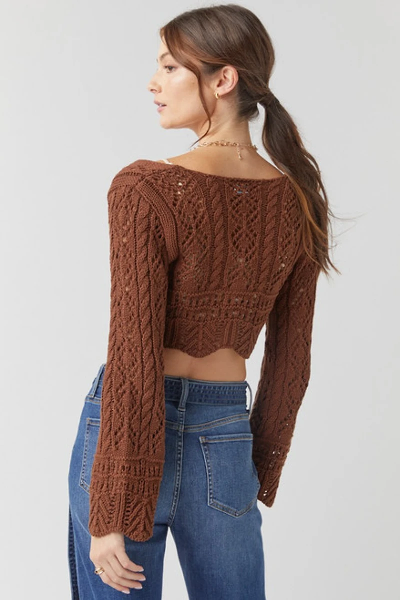 Marla Keyhole Crochet Cropped Cardigan