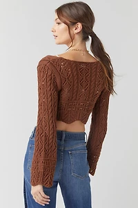 Marla Keyhole Crochet Cropped Cardigan