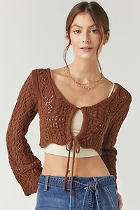 Marla Keyhole Crochet Cropped Cardigan