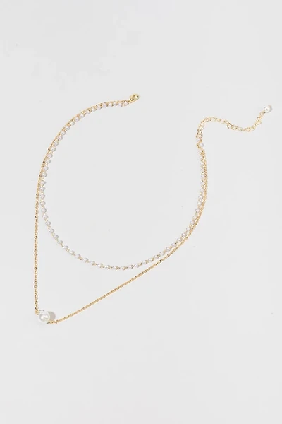 Lainey Layered Pearl Station Necklace