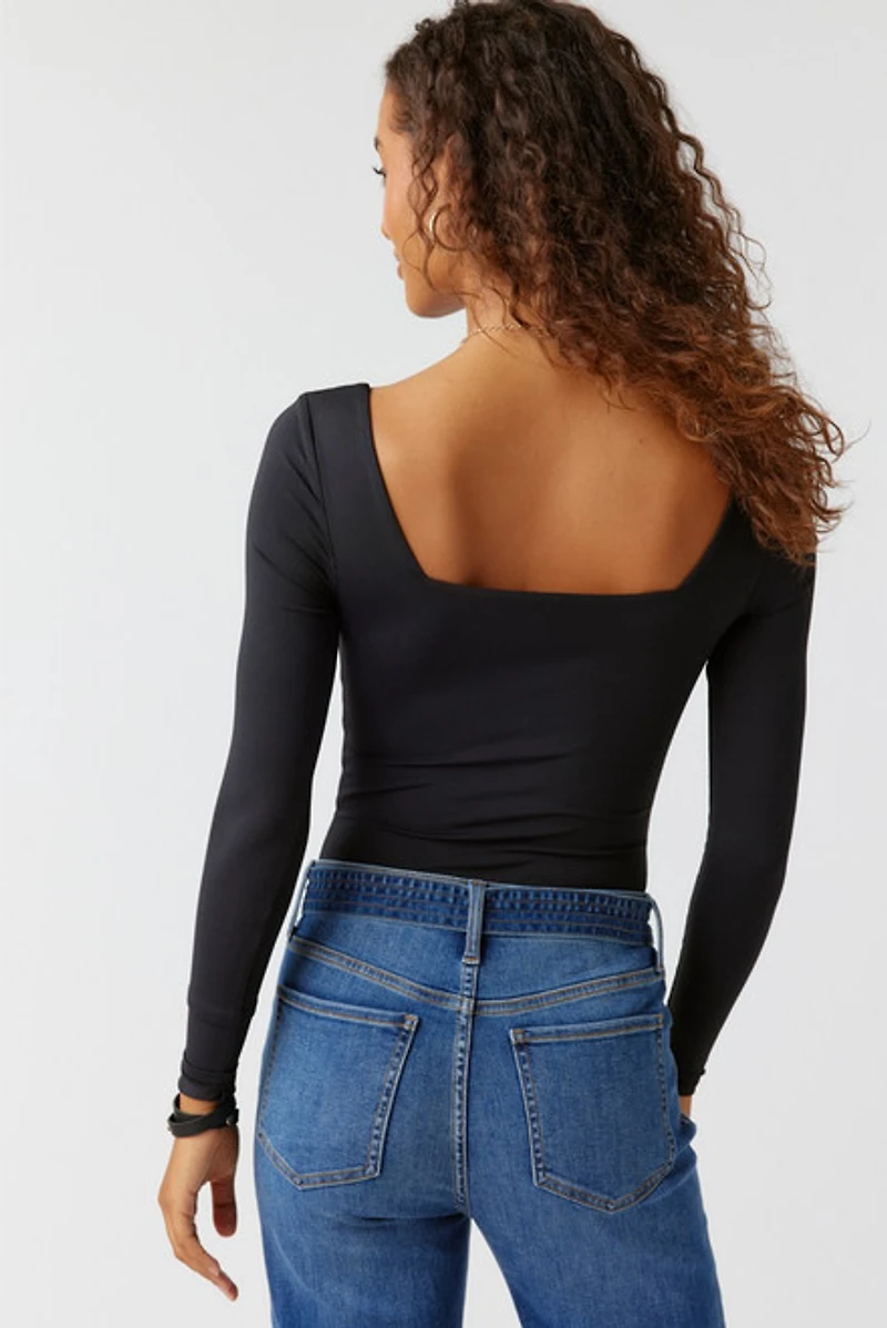 yummi by francesca's Long Sleeve Square Neck Bodysuit