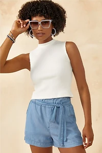 Hailee Mock Neck Ribbed Tank Top