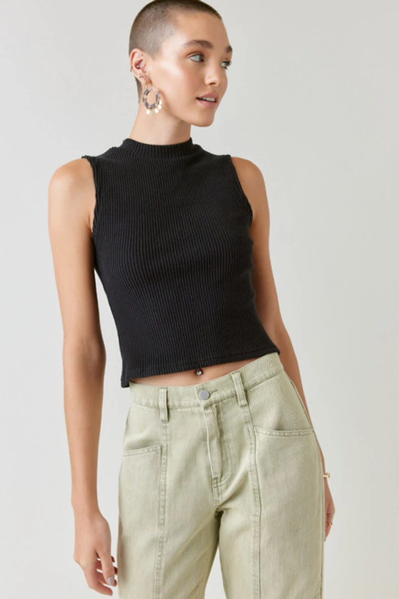 Hailee Mock Neck Ribbed Tank Top