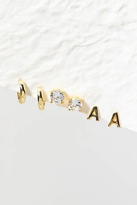 Gold And Crystal Initials Earring Set