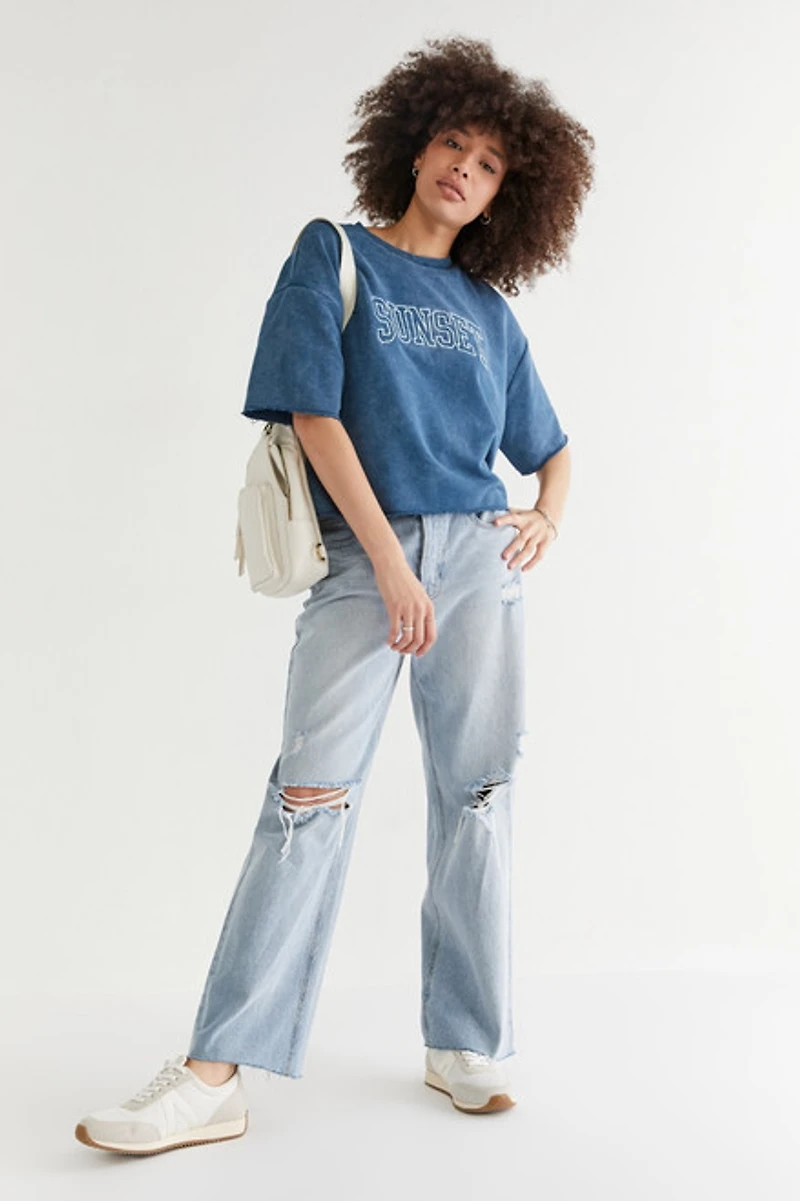 Sunset Washed Short Sleeve Sweatshirt