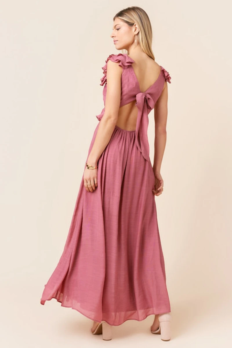 Gabriella Flutter Sleeve Bow Back Maxi Dress