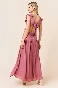 Gabriella Flutter Sleeve Bow Back Maxi Dress