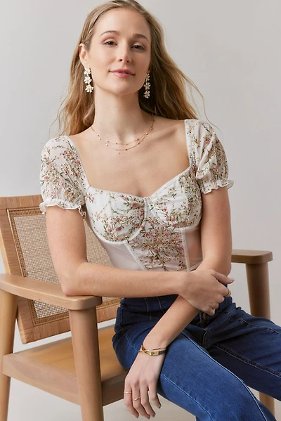 Ashley Floral Embroidered Corset Top