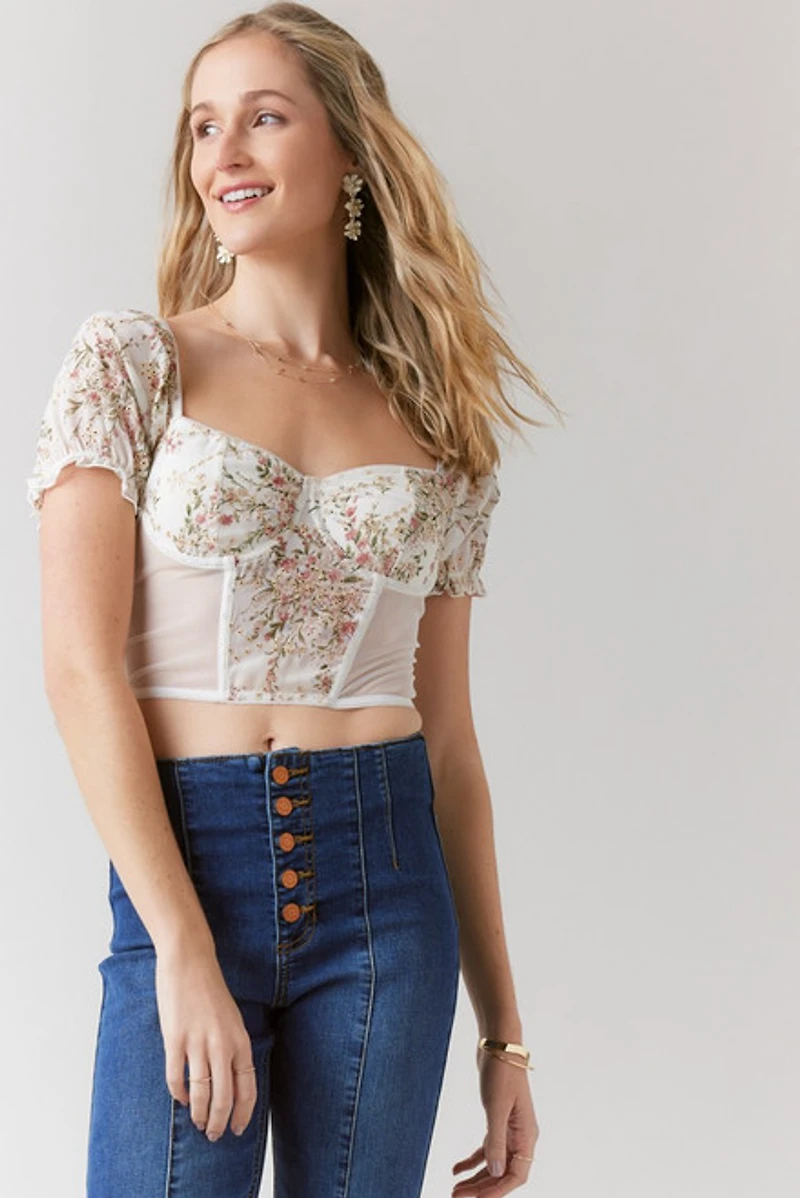 Ashley Floral Embroidered Corset Top