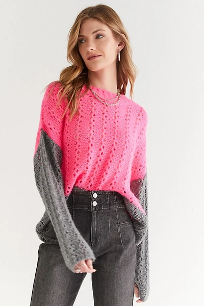 Lillie Pointelle Color Block Pullover