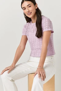 Christa Crewneck Lace Tee