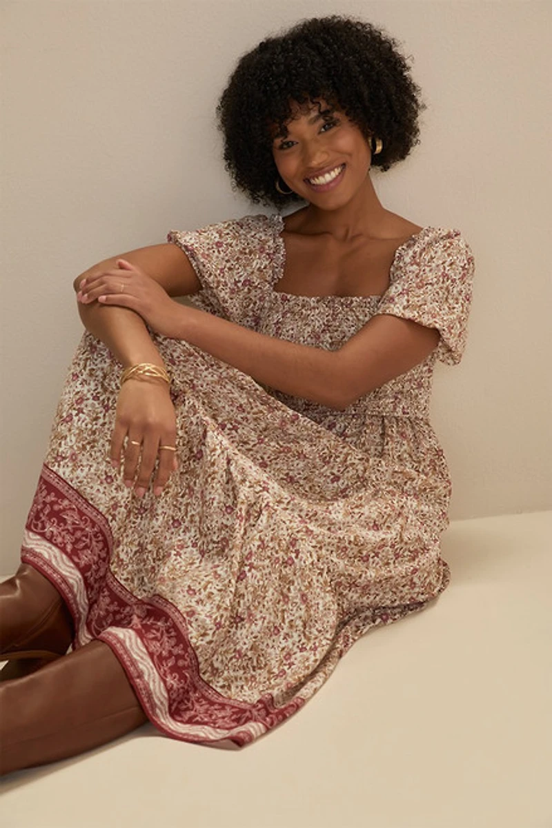 Emily Smocked Floral Midi Dress