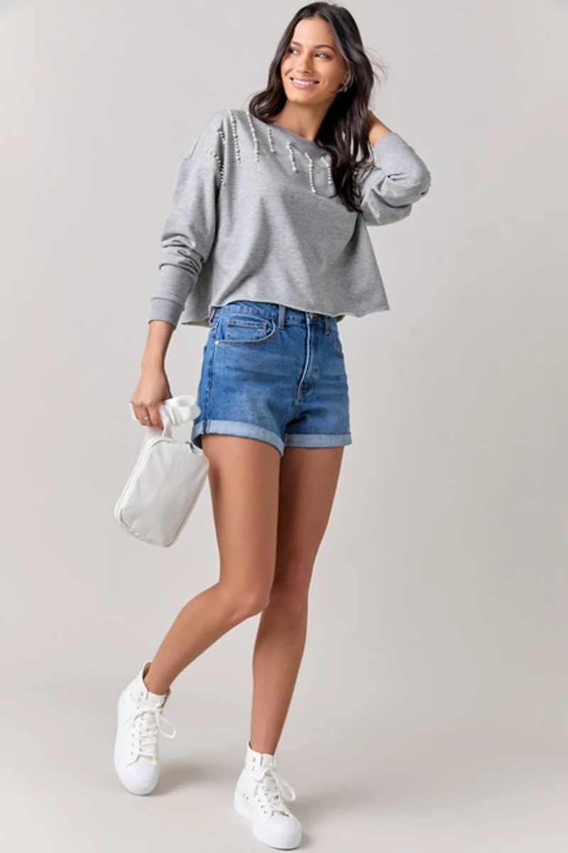 Theresa Pearl Embellished Sweatshirt