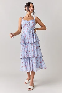 Anita Ruffle Trim Tiered Midi Dress