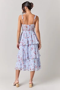 Anita Ruffle Trim Tiered Midi Dress