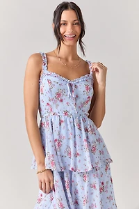 Anita Ruffle Trim Tiered Midi Dress
