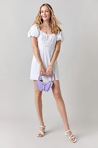 Jeannette Ruched Bow Back Mini Dress