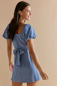 Jeannette Ruched Bow Back Mini Dress