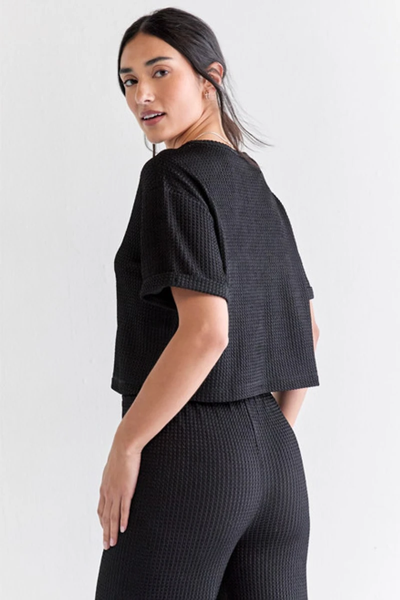 Carrie Crewneck Textured Top