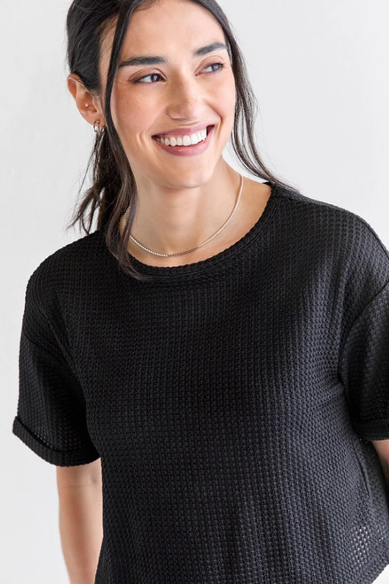 Carrie Crewneck Textured Top