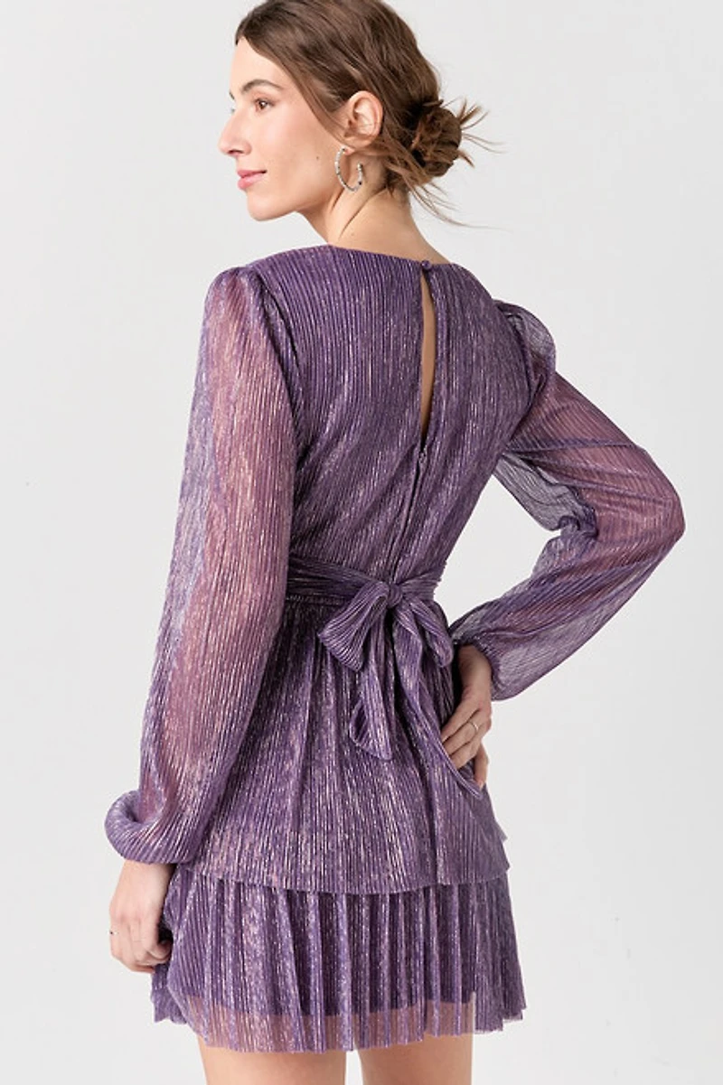 Shavon Bow Back Shimmer Mini Dress