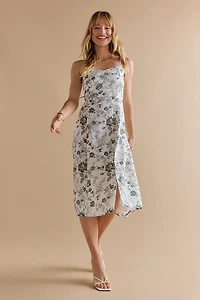 Helen Sweetheart Neck Floral Midi Dress