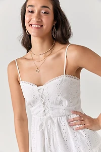Marta Tie Front Eyelet Mini Dress