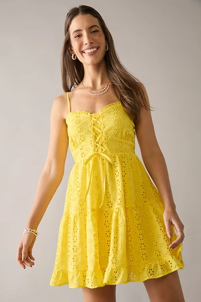 Marta Tie Front Eyelet Mini Dress