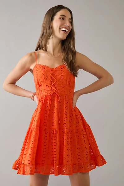 Marta Tie Front Eyelet Mini Dress