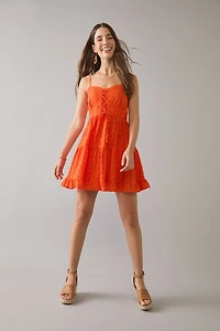 Marta Tie Front Eyelet Mini Dress
