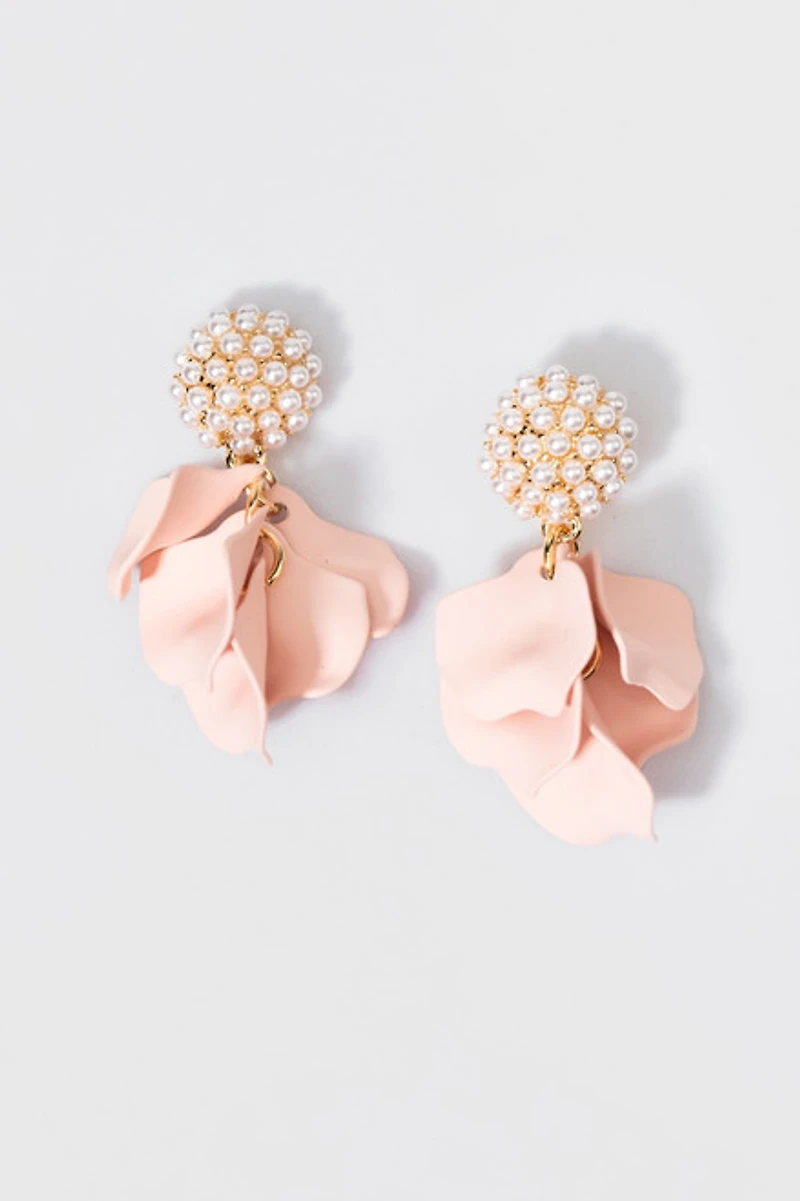 Sue Petals And Pearl Earrings