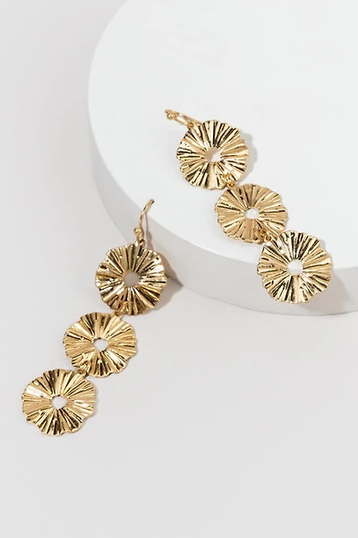 Letha Textured Circle Linear Drop Earrings