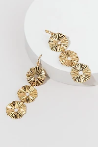 Letha Textured Circle Linear Drop Earrings
