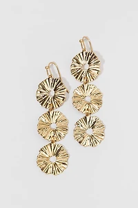 Letha Textured Circle Linear Drop Earrings